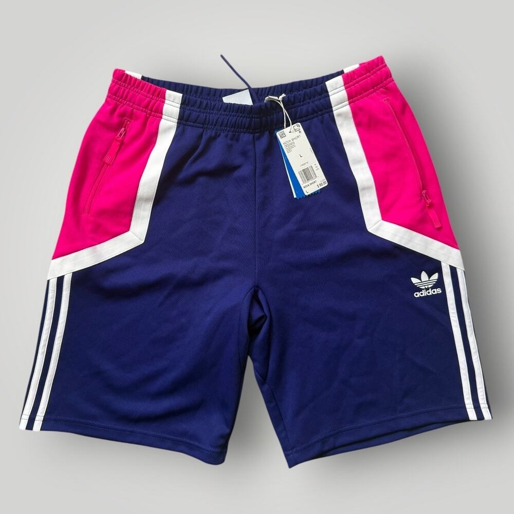 2016 ADIDAS Originals Nova Shorts Blue Pink White Sz Large L DQ2905 $60 NWT - Picture 2 of 7